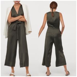 H&M Tie Belt Dark Khaki Jumpsuit